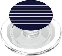 Bonito patrón de Rayas horizontales Minimalista Azul Oscuro y Crema PopSockets PopGrip para MagSafe