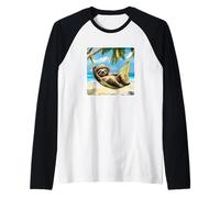 Bonito perezoso en hamaca para vacaciones en la playa Camiseta Manga Raglan