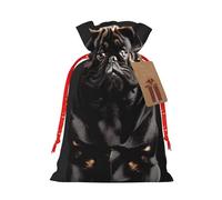 Bonito perro carlino negro, escala estándar, 2_00x, bolsa de regalo reutilizable para fiestas y diseño de cordón que hacen que tu regalo sea más delicado