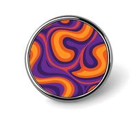Bonito pin de solapa esmaltado con estampado naranja y morado, insignias redondas, suministros para manualidades, broches duraderos y modernos para hombres y mujeres, accesorio de disfraz.