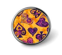 Bonito pin de solapa esmaltado morado y naranja con forma de picas, insignias redondas, suministros para manualidades, broches duraderos y modernos para hombres y mujeres, accesorio de disfraz.