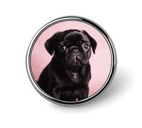 Bonito pin redondo de carlino negro, lindo pin de solapa esmaltado, broche de botón, decoración personalizada de ropa, unisex, soporte para insignias, sombreros, bolsos, camisas, decoración