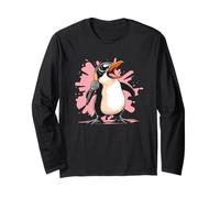 Bonito pingüino con micrófono para los Amantes del Canto y el Karaoke Manga Larga