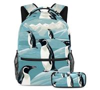 Bonito pingüino que eleva tu experiencia escolar, toma esta mochila con estuche para lápices para niños, niñas, adolescentes, Multicolor#07, B：29.4x20x40cm P：19x7.5x3.8cm, Mochilas Daypack