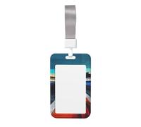 Bonito portatarjetas de identificación con estampado de pista de carreras y elegante portatarjetas vertical.