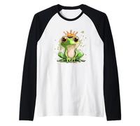 Bonito príncipe rana con corona para un toque real encantador Camiseta Manga Raglan