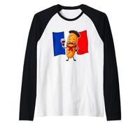 Bonito Recuerdo de Viaje Divertido con Bandera de Francia para Pan francés Camiseta Manga Raglan