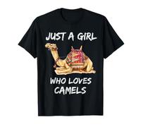 Bonito regalo con estampado de camello con texto en inglés "Just a girl who loves camells" Camiseta
