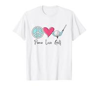 Bonito Regalo de Golfista para Mujer, Divertido Golf de Paz y Amor Camiseta gráfica económica, Hombre, Blanco, S