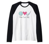 Bonito Regalo de Golfista para Mujer, Divertido Golf de Paz y Amor Camiseta Manga Raglan