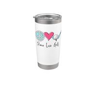 Bonito regalo de golfista para mujer, divertido golf de paz y amor Vaso térmico de acero inoxidable de doble pared