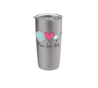 Bonito regalo de golfista para mujer, divertido golf de paz y amor Vaso térmico de acero inoxidable de doble pared