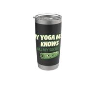 Bonito regalo divertido para yoguis con texto en inglés "My Yoga Mat Knows All My Secrets" Vaso térmico de acero inoxidable de doble pared