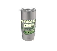 Bonito regalo divertido para yoguis con texto en inglés "My Yoga Mat Knows All My Secrets" Vaso térmico de acero inoxidable de doble pared