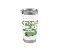 Bonito regalo divertido para yoguis con texto en inglés "My Yoga Mat Knows All My Secrets" Vaso térmico de acero inoxidable de doble pared