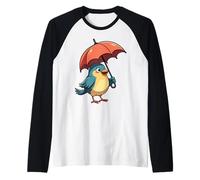 Bonito Regalo gráfico de pájaro Debajo del Paraguas para Hombres, Mujeres y niños Camiseta Manga Raglan