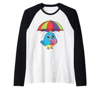 Bonito Regalo gráfico de pájaro Debajo del Paraguas para Hombres, Mujeres y niños Camiseta Manga Raglan