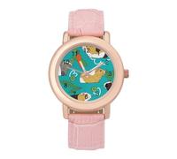 Bonito reloj de pulsera analógico de cuarzo para mujer, diseño de conejillo de indias