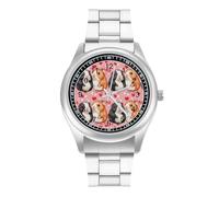 Bonito reloj de pulsera de acero inoxidable con números arábigos personalizados para amantes de los conejillos de indias, para hombres y mujeres