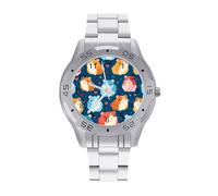 Bonito reloj de pulsera de acero inoxidable para hombre, diseño de conejillos de indias, fácil de leer, para mujer