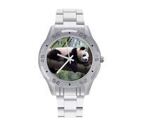 Bonito reloj de pulsera de acero inoxidable para hombre, diseño de panda chino, fácil de leer, para mujer