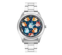 Bonito reloj de pulsera de cuarzo personalizado de conejillos de indias de acero inoxidable con números arábigos para hombres y mujeres
