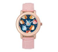 Bonito reloj de pulsera para mujer, diseño de conejillos de indias, correa suave, regalo para cumpleaños, día de San Valentín