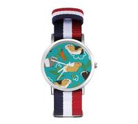 Bonito reloj deportivo de conejillo de indias de dibujos animados para hombres y mujeres, reloj de pulsera analógico de cuarzo con correa de nailon