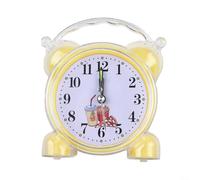 Bonito reloj despertador, 4.5 x 4 pulgadas, reloj de mesa de noche de plástico con timbre fuerte y mecanismo de movimiento de salto de pantalla transparente para dormitorio, escuela, oficina