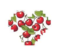 Bonito rompecabezas de ladrillo con diseño de cerezas rojas y dulces, en forma de corazón, rompecabezas 3D, decoración del hogar