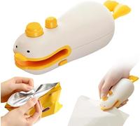 Bonito sellador de bolsas 3 en 1 en forma de pato, sellador térmico recargable por USB y cortador con imán y lazo para colgar, utensilio de cocina portátil para sellar aperitivos, patatas fritas