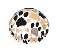 Bonito sombrero de baño con estampado de huellas de perro, sombrero de baño doble reutilizable, disfruta de una experiencia de baño más avanzada