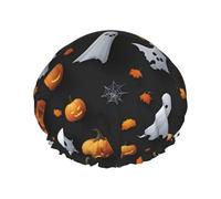 Bonito sombrero de baño con patrón de Halloween, sombrero de baño doble reutilizable, disfruta de una experiencia de baño más avanzada
