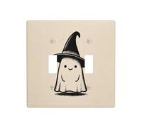 Bonito sombrero de bruja alto de fantasma de Halloween, retro, doble banda, cubierta de luz, placa de pared, decoración de interruptor, tamaño estándar, 11,4 x 11,4 cm
