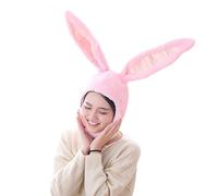 Bonito sombrero de conejo, con capucha de felpa, para mujer, muy cálido, suave y acogedor. - rosa - Talla única