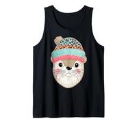 Bonito Sombrero de Invierno con Cara de Nutria Camiseta sin Mangas