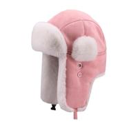 Bonito sombrero de invierno unisex con orejeras, sombrero de piel artesanal, gorra de aviador para esquí, patinaje sobre hielo y otras actividades al aire libre 60cm