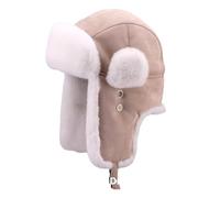 Bonito sombrero de invierno unisex con orejeras, sombrero de piel artesanal, gorra de aviador para esquí, patinaje sobre hielo y otras actividades al aire libre 54cm
