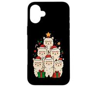 Bonito Sombrero de Navidad con diseño de árbol de Navidad de Llama Alpaca Carcasa para iPhone 16 Plus