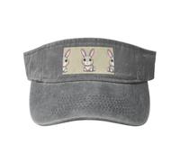 Bonito sombrero de sol hueco con estampado de conejito, moderno y versátil, unisex, un artículo imprescindible para deportes al aire libre, viajes, uso diario, color gris