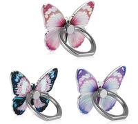 Bonito soporte de anillo para teléfono con forma de mariposa, soporte metálico giratorio de 360, compatible universalmente con iPhone, Samsung,