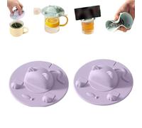 Bonito soporte de silicona para bolsas de té con diseño de gato, tapa de taza a prueba de polvo de 4 pulgadas, resistente al calor, regalo novedoso reutilizable para los amantes de los gatos, apto