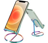 Bonito soporte metálico con diseño de arcoíris para teléfono, ideal para escritorio. Compatible con todos los teléfonos, iPhone, Switch y iPad.