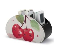 Bonito soporte para control remoto de cereza, caja de almacenamiento para control remoto de TV, organizador de escritorio de cuero, portalápices de PU, organizador de papelería para sala de estar y