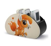 Bonito soporte para control remoto de poni naranja, caja de almacenamiento para control remoto de TV, organizador de escritorio de cuero, portalápices de PU, organizador de papelería para sala de e