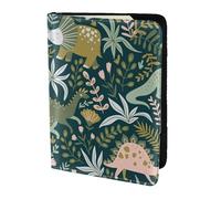 Bonito soporte para pasaporte con estampado de dinosaurio, artículos esenciales de viaje, cartera antirrobo para tarjetas y pasaportes, tamaño para adaptarse a todos los pasaportes estándar