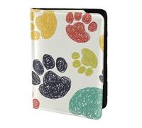 Bonito soporte para pasaporte con estampado de huellas de perro, artículos esenciales de viaje, cartera antirrobo para tarjetas y pasaportes, tamaño para adaptarse a todos los pasaportes estándar