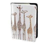 Bonito soporte para pasaporte con estampado de jirafas divertidas de dibujos animados, artículos esenciales de viaje, cartera antirrobo para tarjetas y pasaportes, tamaño para adaptarse a todos los