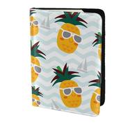 Bonito soporte para pasaporte con estampado de piña, artículos esenciales de viaje, cartera antirrobo para tarjetas y pasaportes, tamaño para adaptarse a todos los pasaportes estándar