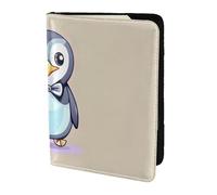 Bonito soporte para pasaporte con estampado de pingüino para viajes, imprescindible, funda para pasaporte para accesorios de viaje para mujeres y hombres, NEGRO, One Size
